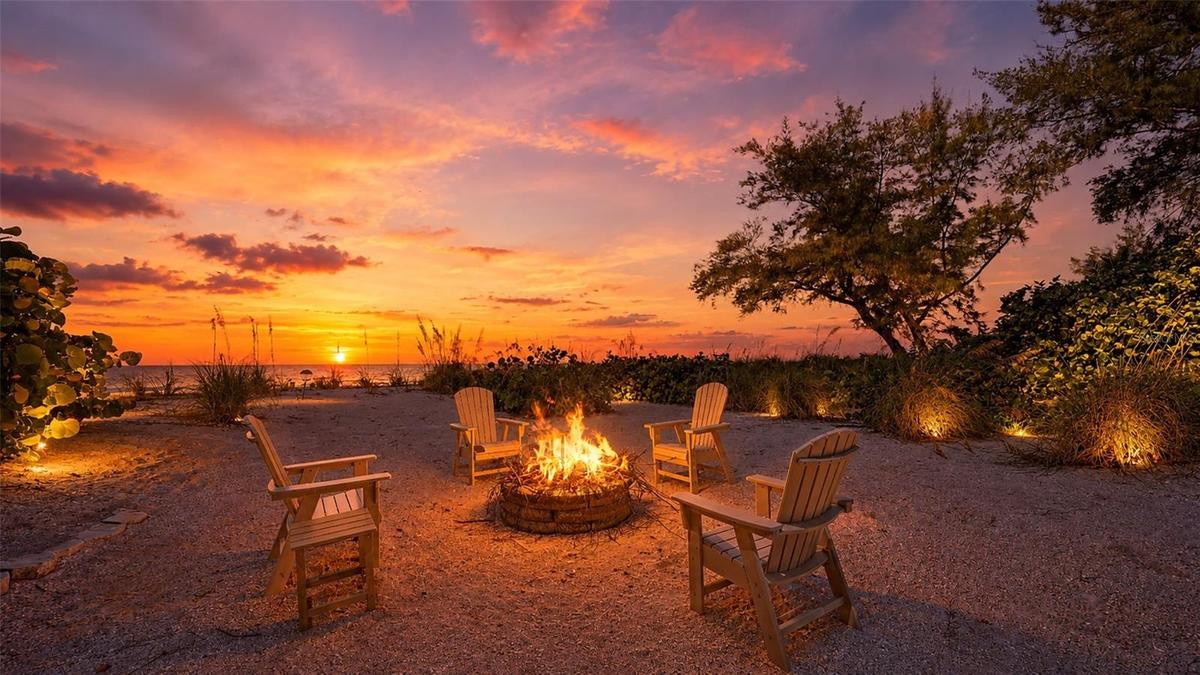 Virtual picture of private beach and fire pit area