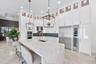 Quartz waterfall kitchen island