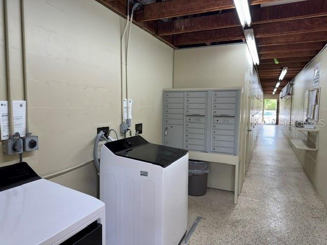 Common mail room laundry and storage