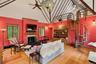Family room on second floor with spiral staircase access to loft