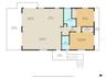 Second-Floor Floor Plan – Living, Dining, Kitchen, Primary Suite, Guest Bedroom & Balconies
