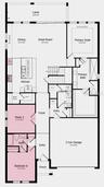 First Floor Plan - Additional Highlights Include: extended flooring on main level into primary bedroom and closet.