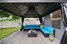 Gazebo with cafe lights and Sectional