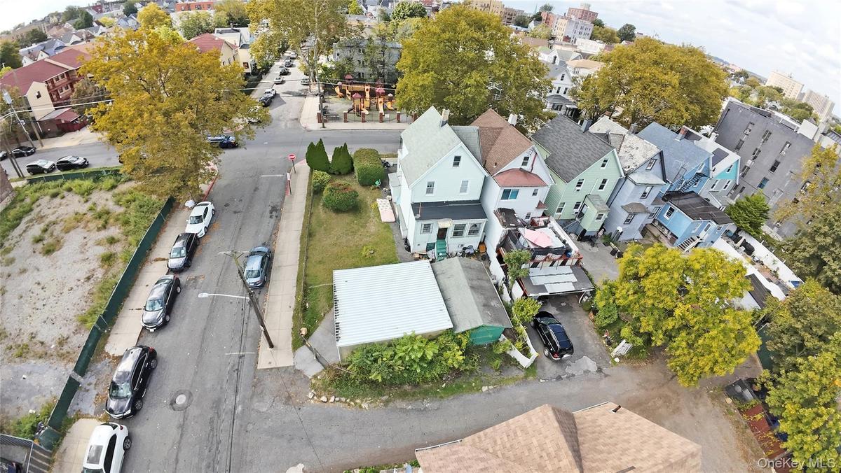 Aerial perspective of suburban area