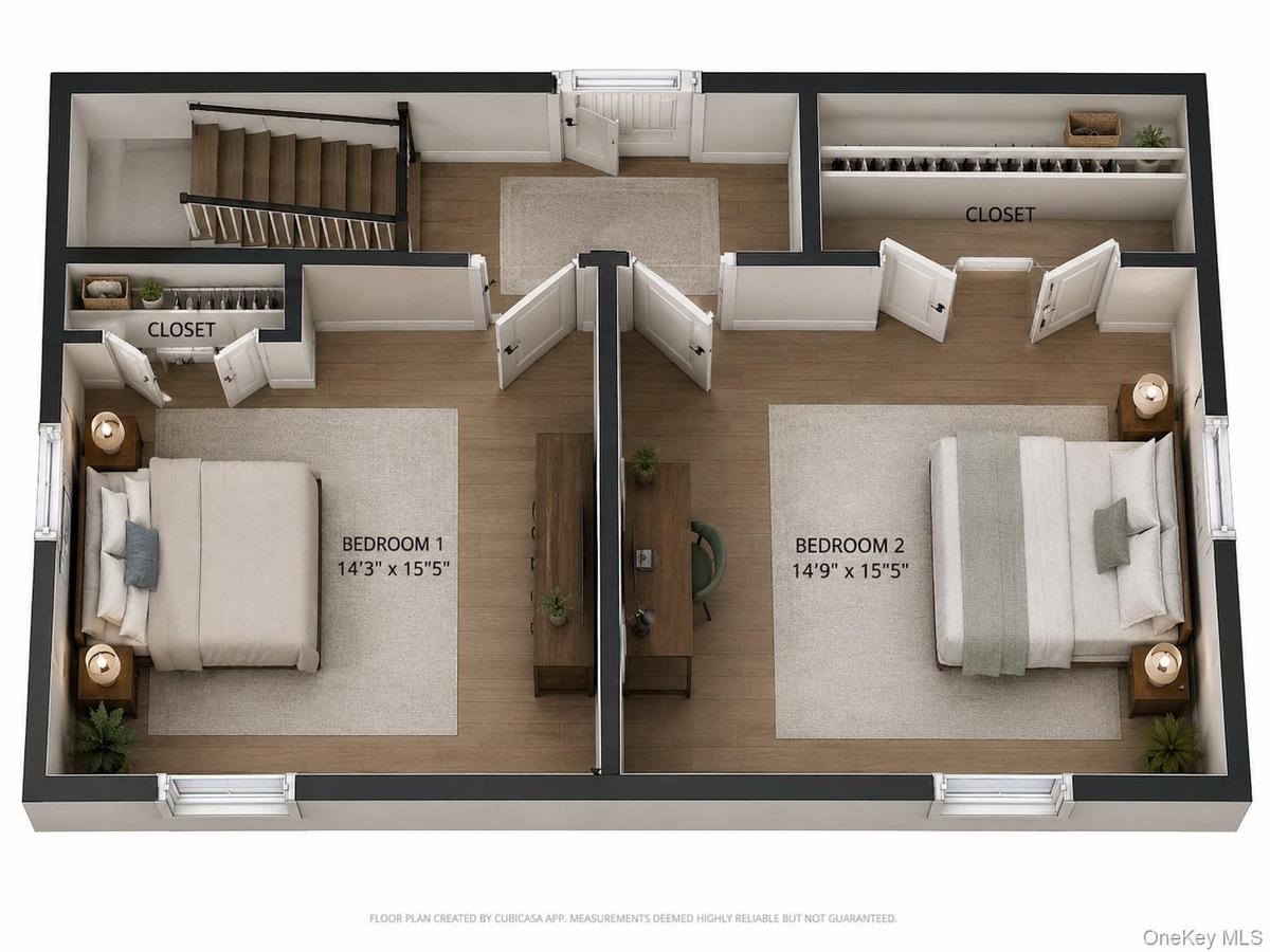 Rendering of loft converted to two bedrooms