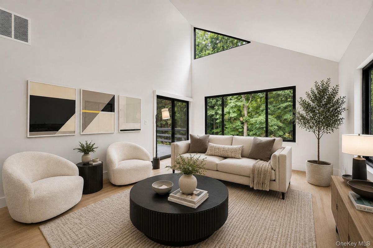 Living Room with sliders to Deck