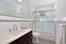 Hall bath on the first bedroom level