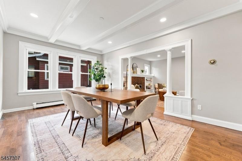 Dining Room with Beamed Ceili