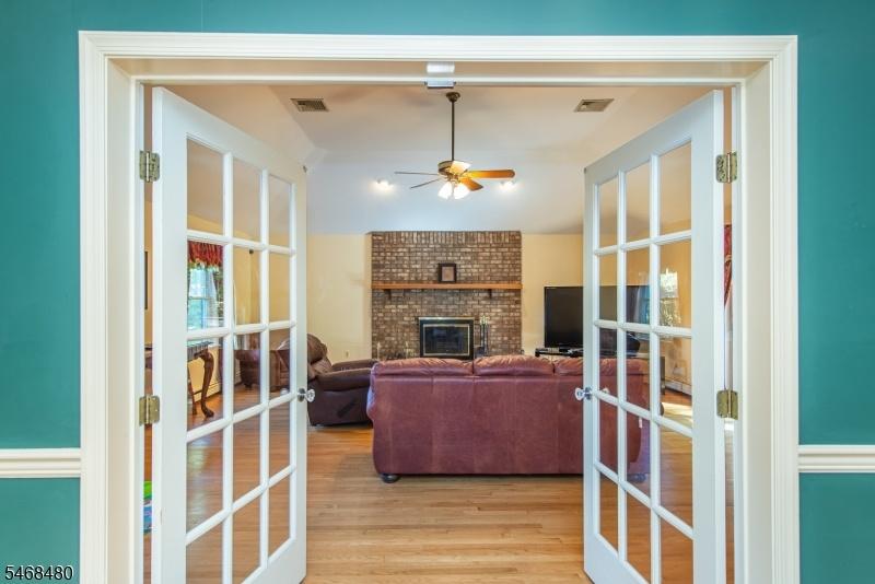 Doors lead to family room
