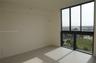 Floor-to-ceiling windows with black frames, tile flooring, and neutral wall tones