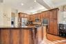 Rich wood toned cabinetry