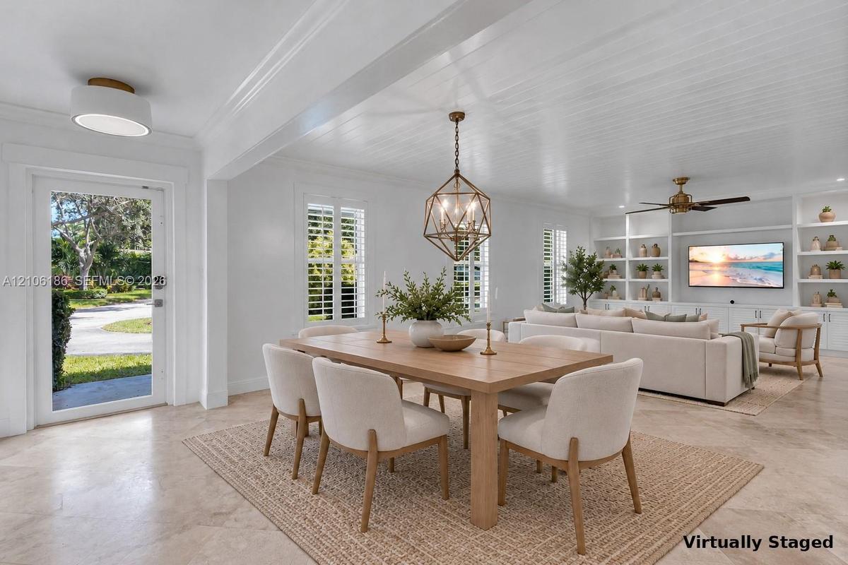 Virtually staged Living room & dining area