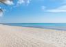 Sandy beach frontage featuring direct ocean access and palm tree foliage