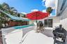 Patio with salt pool, outdoor bathroom and sauna