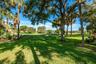 Expansive grounds featuring mature shade trees, established palms, and a manicured lawn