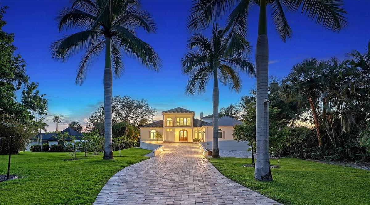 Long private paved driveway