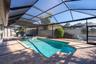 pool area and firepit on side