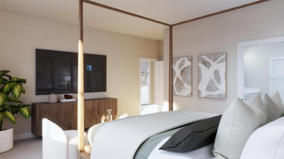 Primary Bedroom Rendering (Virtually Staged)