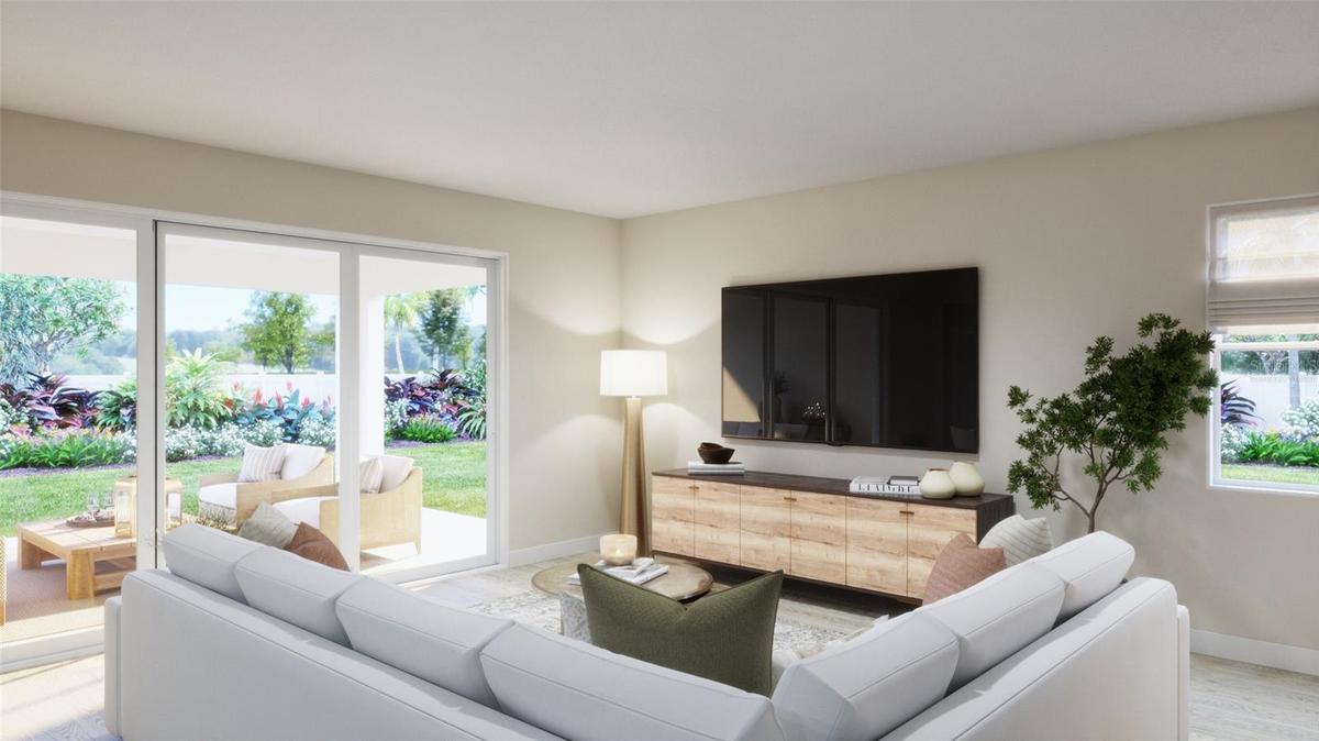 Great Room Rendering (Virtually Staged)