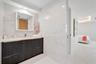 En-suite amenities for this pretty guest room that overhangs the Atlantic ocean
