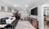 Family room with wood burning stove