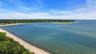 Aerial perspective of sandy Pequash Beach