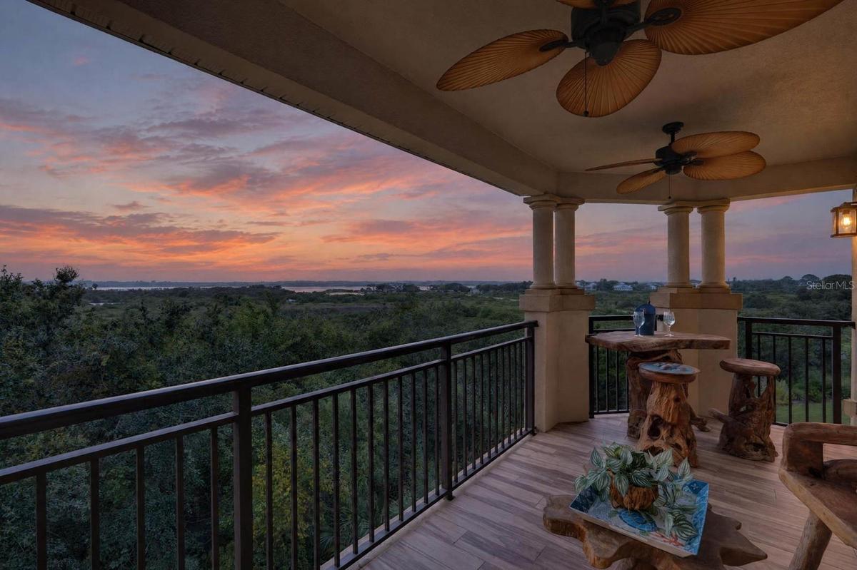 View from the balcony at sunset