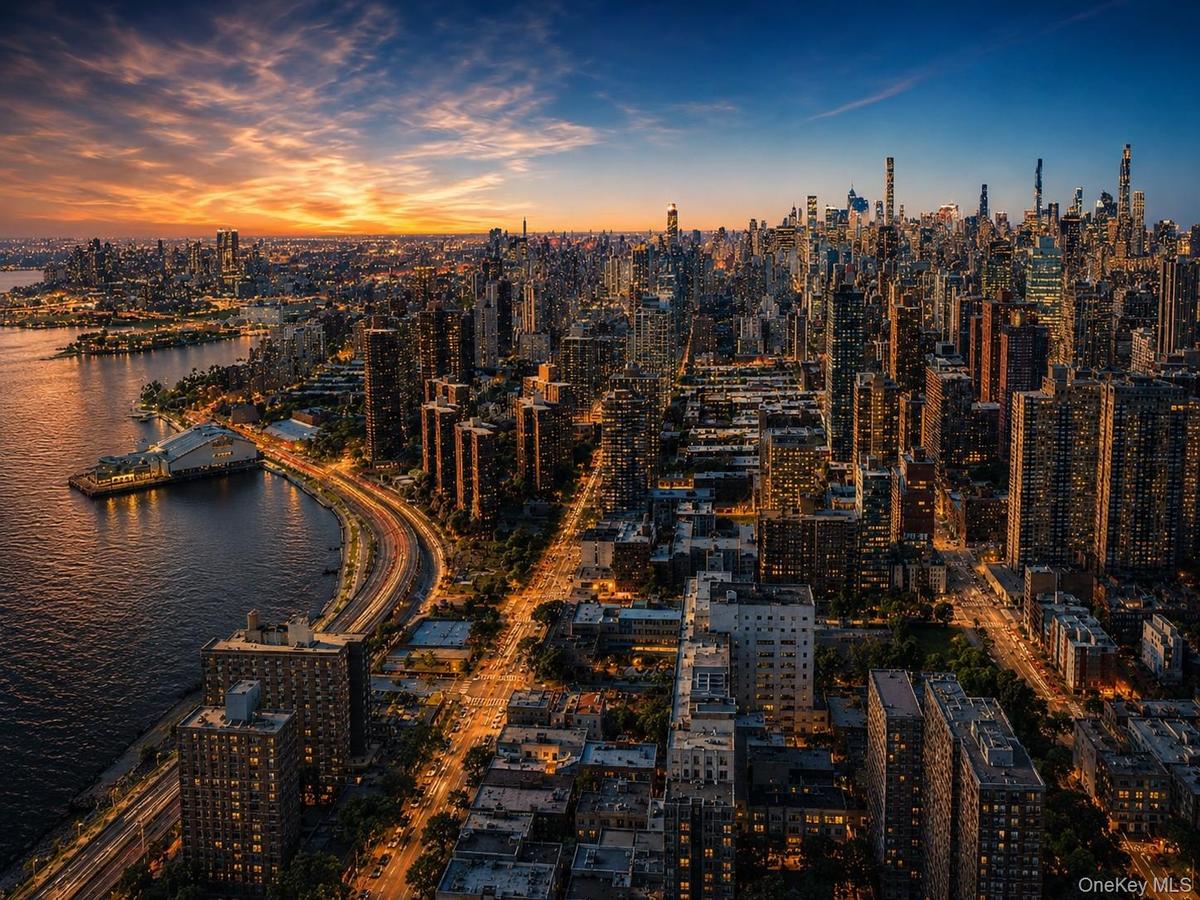 twilight aerial virtually staged