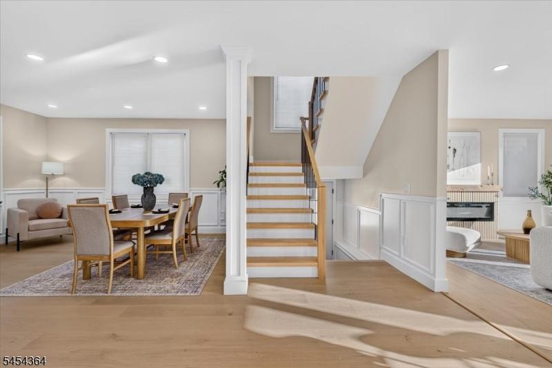dining area and staircase