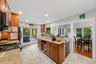 Kitchen offers good counter space for prep work.