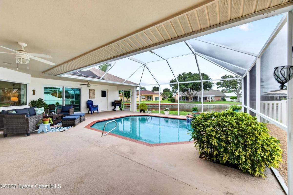 Screened pool and lanai on the lake