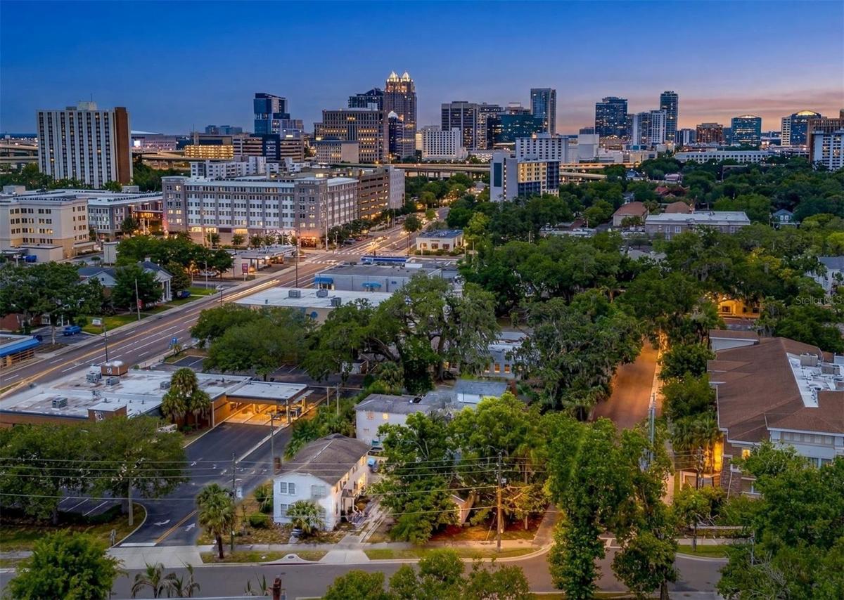 Aerial view toward downtown Orlando