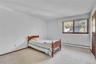 Neutral-toned wall finish, dual-pane window with wood-trim casing, and light-toned wall-to-wall carpeting