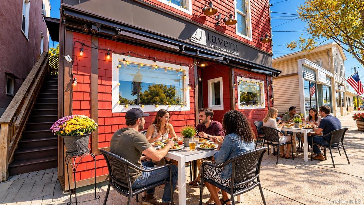 The Tavern Restaurant offers a variety of inviting dining spaces, including charming front patio seating, a welcoming indoor dining area, and an incre