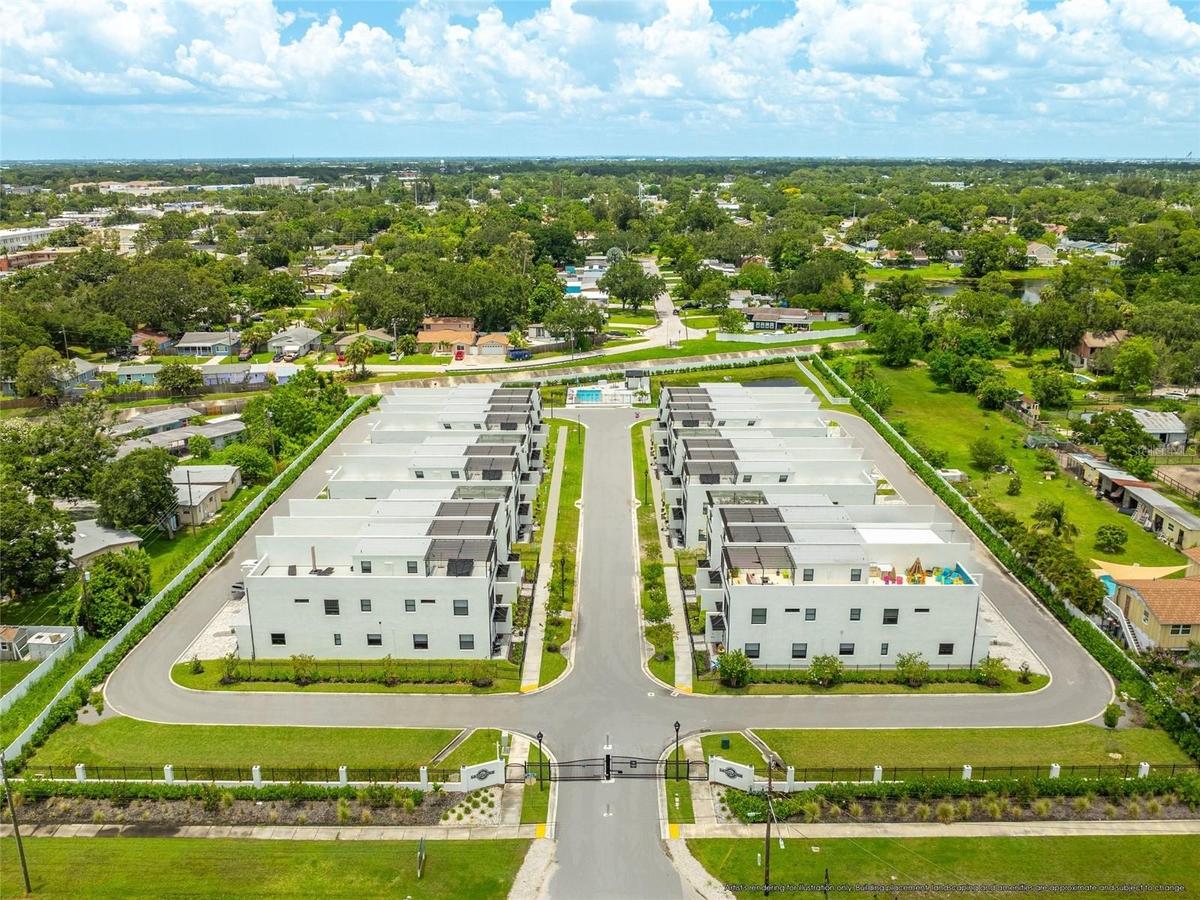 Community aerial rendering at full build-out