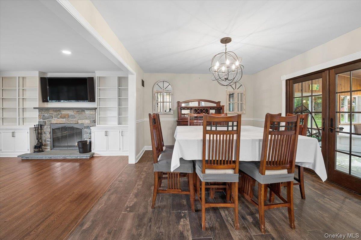 Living room flows easily into dining and kitchen