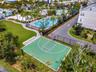Aerial of community basketball court and pool area in Laureate Park, Lake Nona.