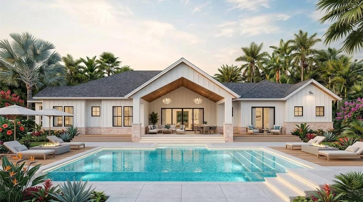 Exterior Back Pool & Spa - Artist rendition
