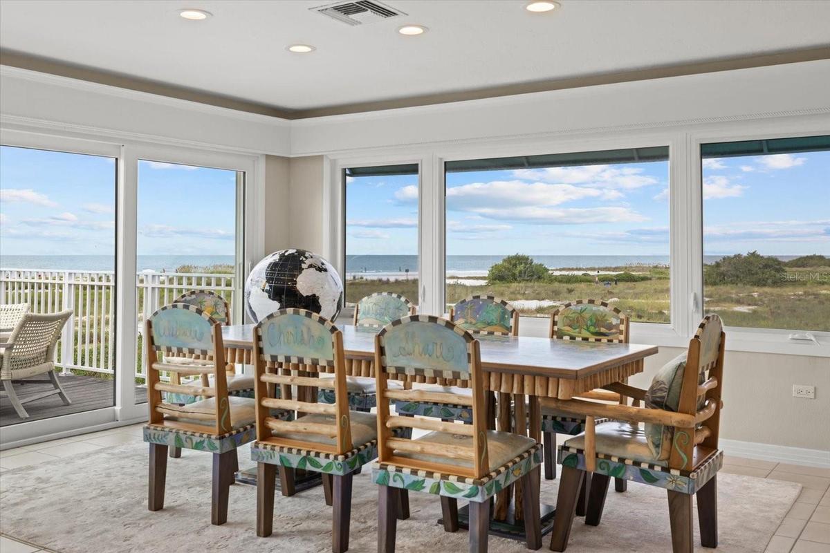 Dining area with stunning beach views