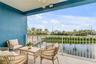View from back patio of pond and marina