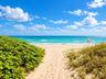 Sandy path featuring coastal vegetation and direct oceanfront access