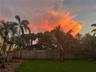 Exterior grounds featuring a manicured lawn, mature palm trees, and a wood privacy fence