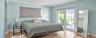 Room featuring ceramic tile flooring, multi-pane French doors, and a rectangular window with a roller shade