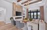 Electric Fireplace with Porcelain Tile and Custom Wood Mantel
