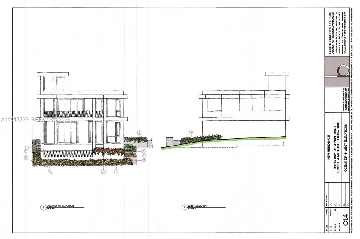 Conceptual Elevation from ocean drive with 9' waterfall infinity pool overlooking Ocean Dr. and the Atlantic Ocean. Buyer most conduct own due diligen