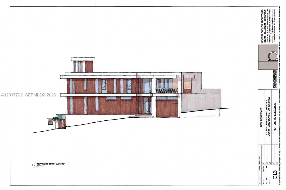South elevation of conceptual/proposed home. Buyer ost conduct own due diligence to verify and confirm with Town of Juno Beach all development and bui