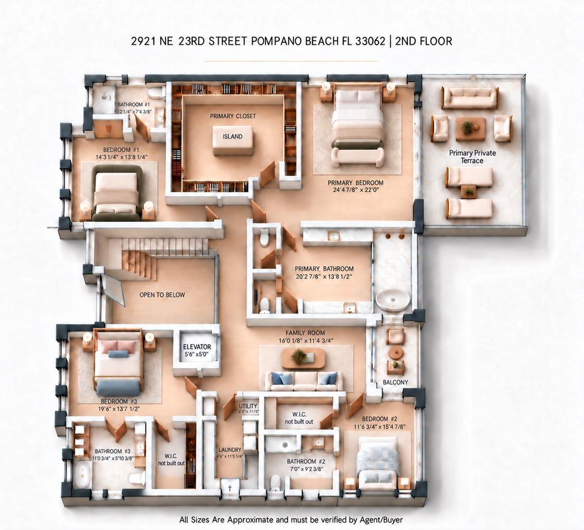Second floor - sizes approx. not guaranteed must be verified