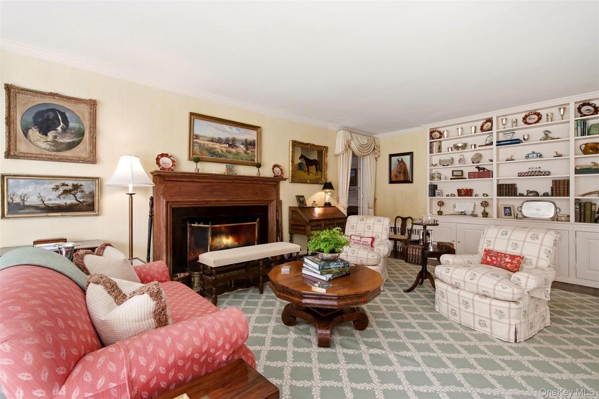 Living room with original built in cabinetry