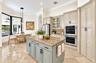 Kitchen island, double ovens and walk-in pantry