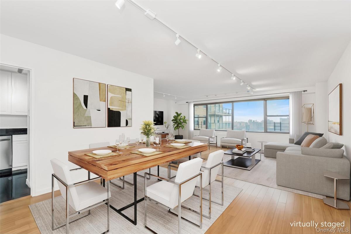 virtually staged living/dining area